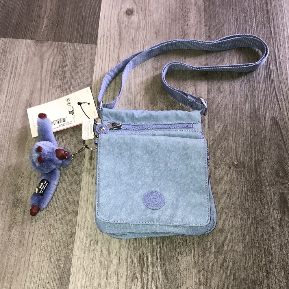 Kipling NWELDORADO Blue Slate Nylon Crossbody Bag + Monkey Key Chain NWT